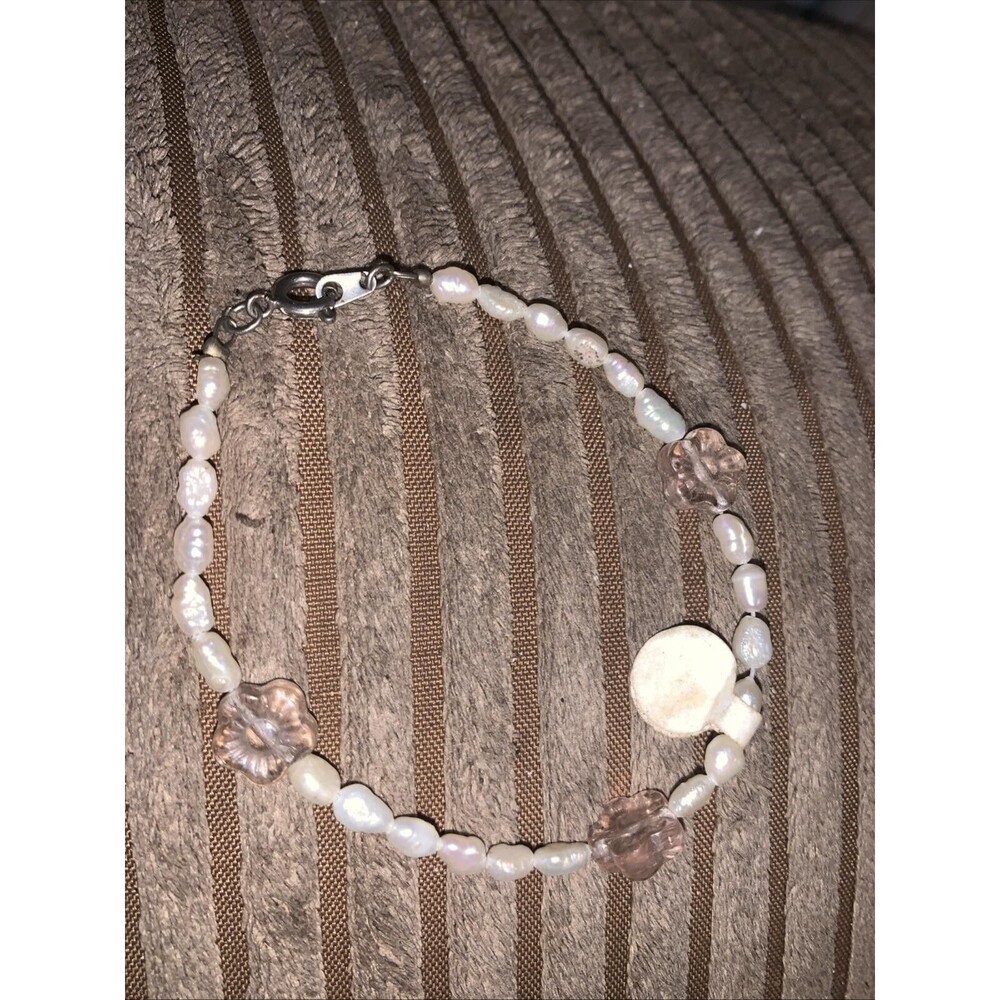 925 Rice Pearl Bracelet Pink Quartz